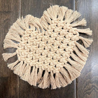 Lomita Heart Macrame Fringe Coaster Set Coasters Jodora Natural