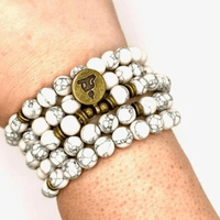 Awander White Howlite Buddha Prayer 108 Beads Mala Mantra Beaded Necklace Stretch Wrap Bracelet Prayer Beads Jodora Inc