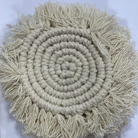 Round Macrame Fringe Coaster Set of Four Coasters Jodora Natural