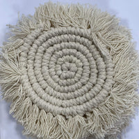 Round Macrame Fringe Coaster Set of Four Coasters Jodora Natural