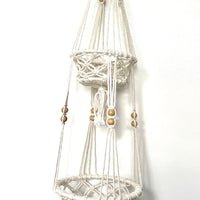 Beaded Double Tier Macramé Hanging Baskets Hanging Planter Jodora Natural