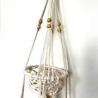 Beaded Double Tier Macramé Hanging Baskets Hanging Planter Jodora Natural