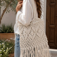 Sedona Fringe Tote Sedona Fringe Tote Handbag Jodora Inc White