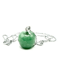 Artesia Orchard Sterling Silver Necklace with Polished Green Aventurine Apple Charm Necklace Jodora Inc