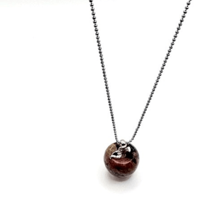 JODORA Artesia Orchard Elegance Sterling Silver Polished Red Rhodonite Gemstone Necklace Necklace Jodora Inc