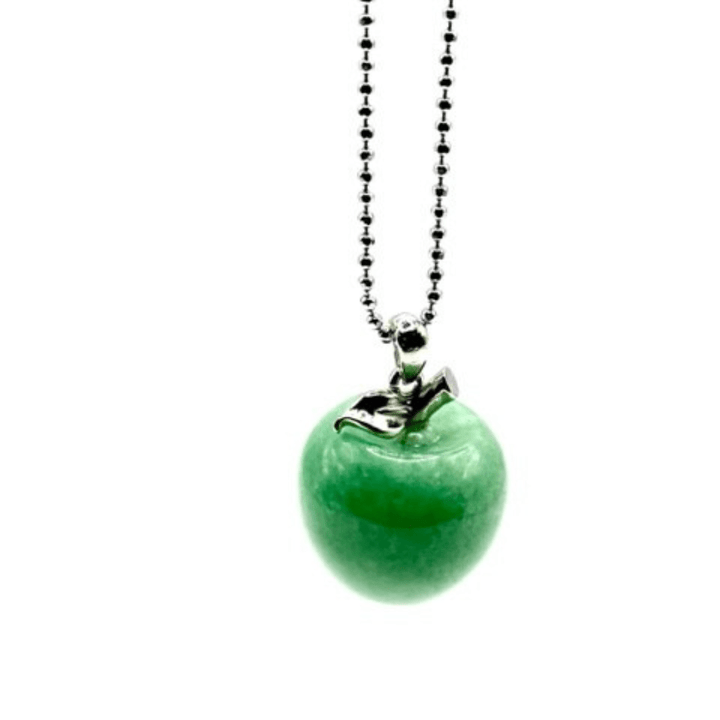 JODORA Artesia Orchard Sterling Silver Necklace with Polished Green Aventurine Apple Charm Necklace Jodora Inc