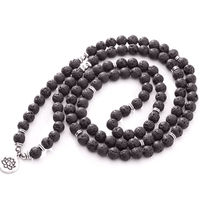 Bozeman Lava Rock Lotus 108 Mala Meditation Prayer Beads Prayer Beads Jodora Inc