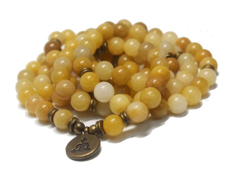 Mashan Yellow Jade Buddha 108 Mala Meditation Prayer Beads Prayer Beads Jodora Inc