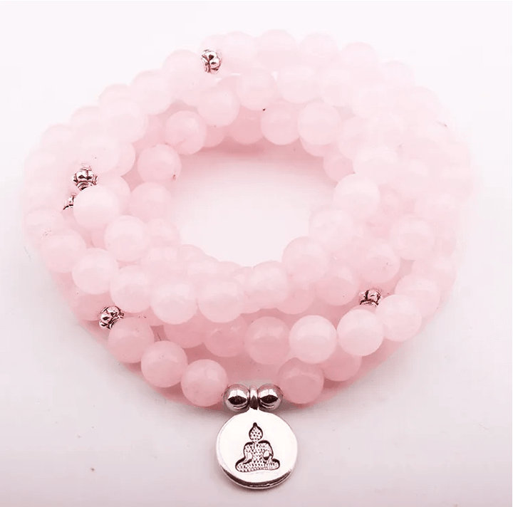 Rodessa Rose Quartz Prayer Beads 108 Mala Beaded Necklace Stretch Wrap Bracelet Prayer Beads Jodora Inc