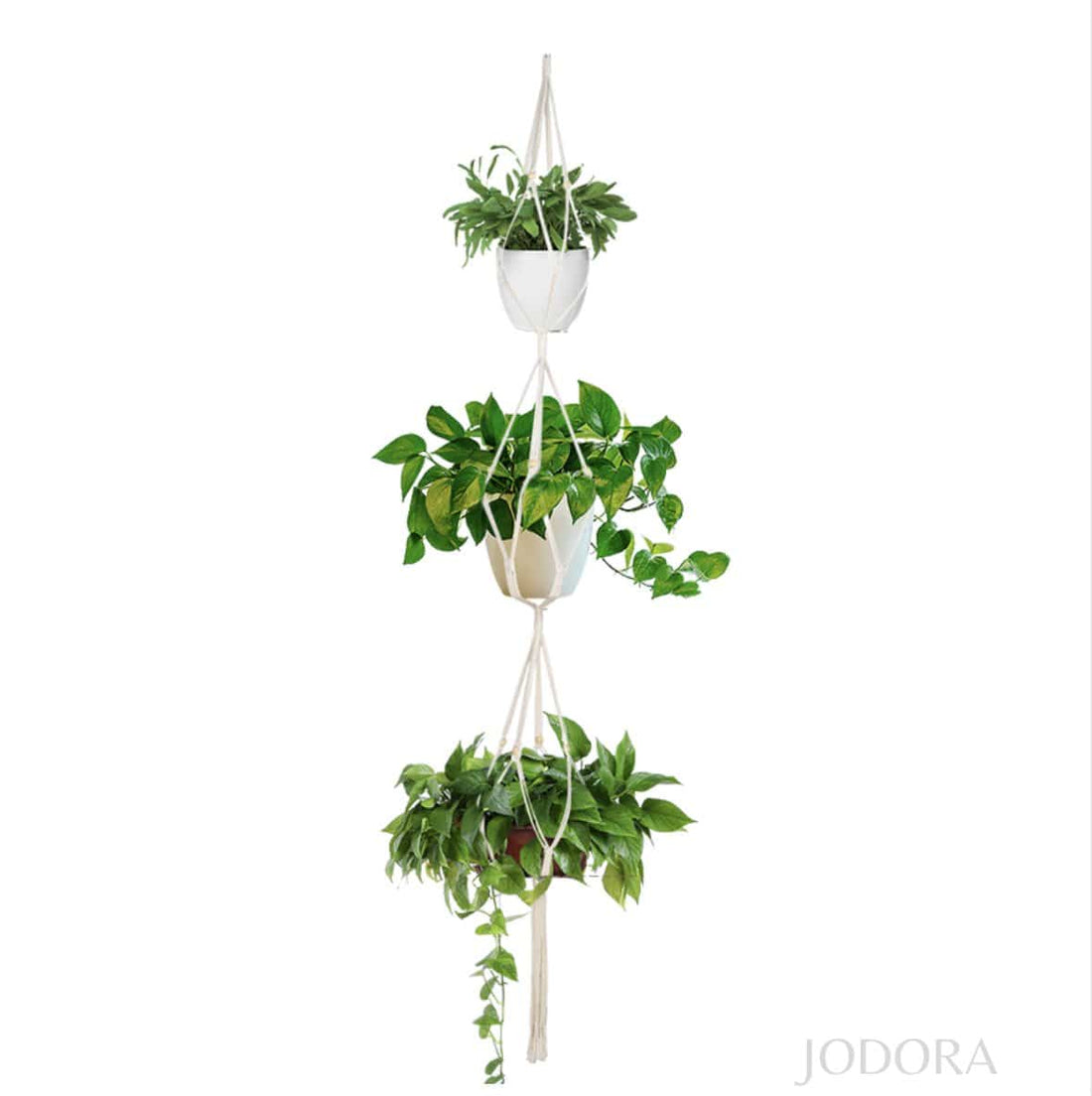Beaded Macramé Triple Hanging Planter - Holds Up to Three 4-6" Planters Hanging Planter Jodora